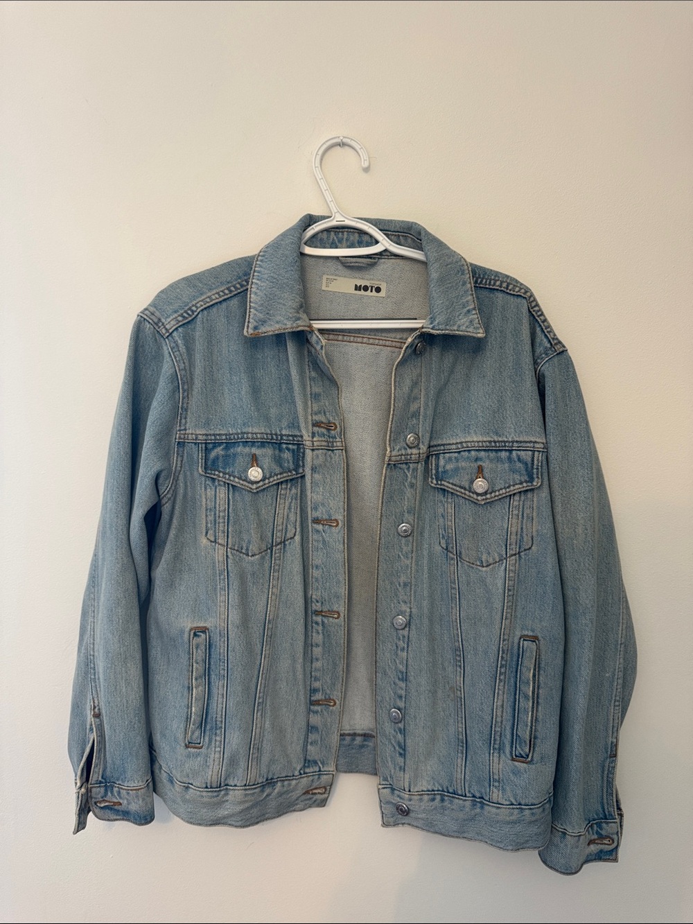 Topshop Light Blue Moto Denim Jacket - Womens Jacket